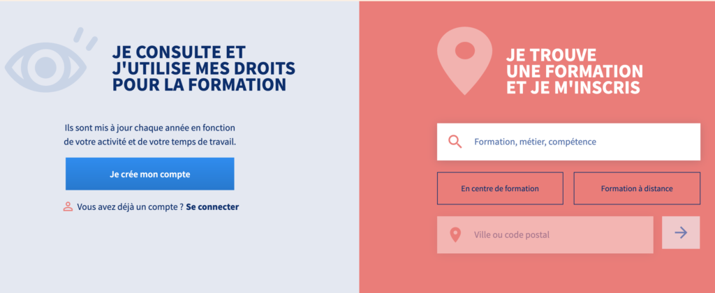 Une capture du site Mon Compte Formation